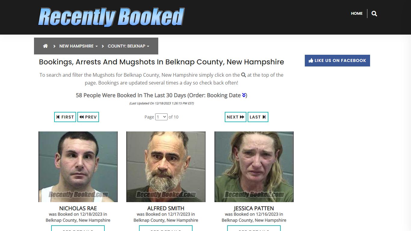 Bookings, Arrests and Mugshots in Belknap County, New Hampshire