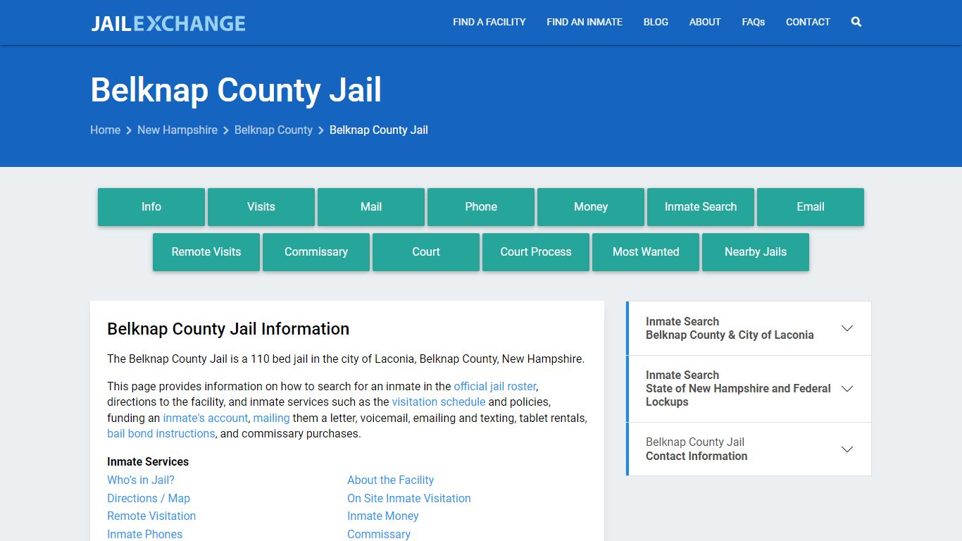 Belknap County Jail, NH Inmate Search, Information